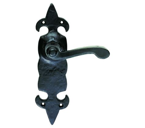 Ludlow Fleur De Lys Door Handles: Black Antique.